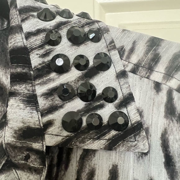 MICHAEL Michael Kors Black and Gray Sheer Leopard Print Button Down - Picture 3 of 7